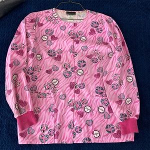 Pink, cancer awareness lab coat by Cherokee